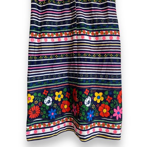 Vintage 60s Nelly Don Floral Stripe Shirt Dress USA Made ILGWU Tag Size Medium - Picture 10 of 16